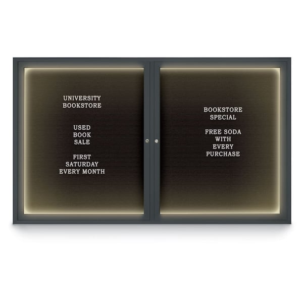 Indoor Enclosed Combo Board, 42"x32", Black Frame/Grey & Black